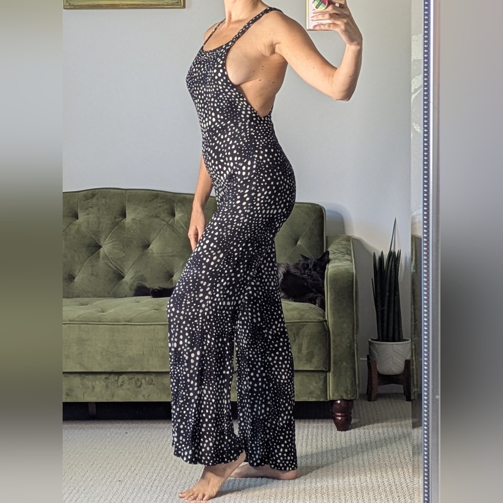 Billabong Jumper Jumpsuit Romper One Piece Women's Size Small Polkadot Black